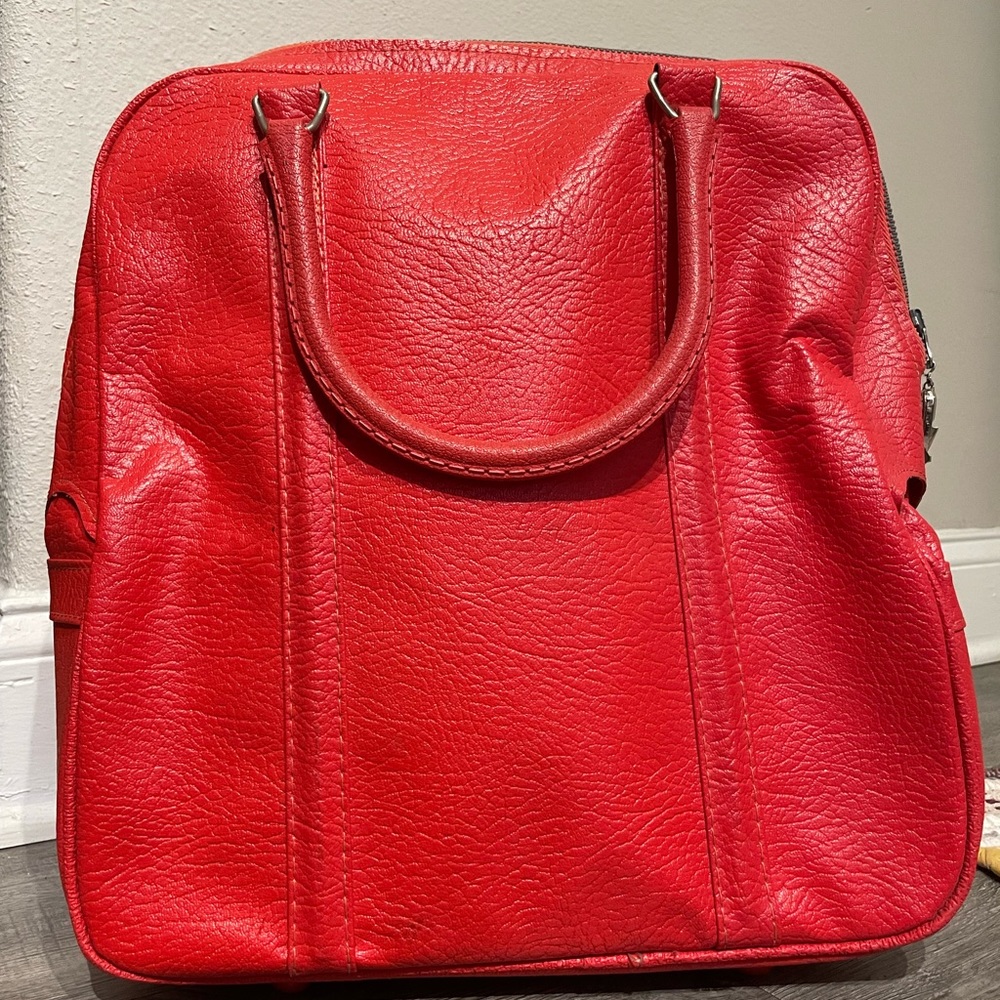 Vintage Amelia Earhart Red Travel Carry On Bag Luggage with Zippered Top